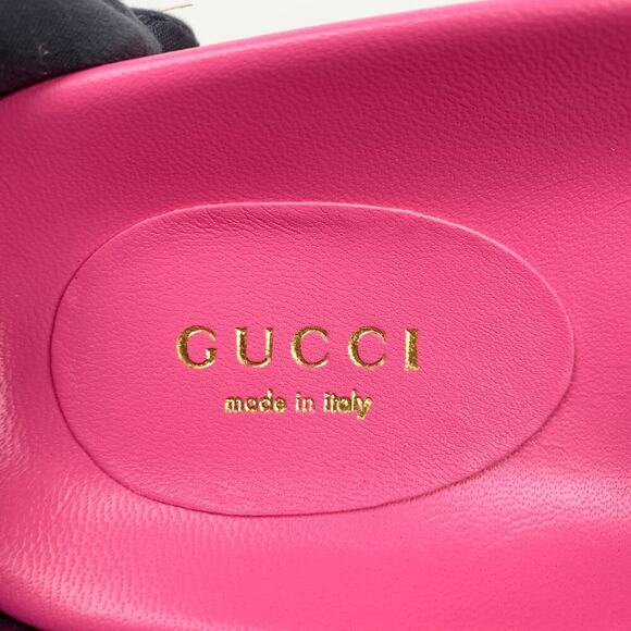 NIB Gucci Nappa Charlotte Logo Pink Leather Sandal Size 37 - Picture 10 of 13